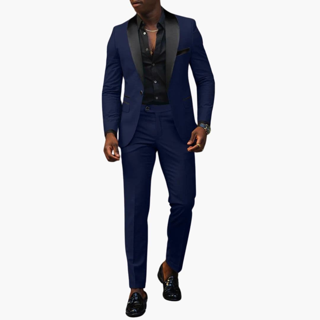 Costume homme deux pièces avec veste à col châle