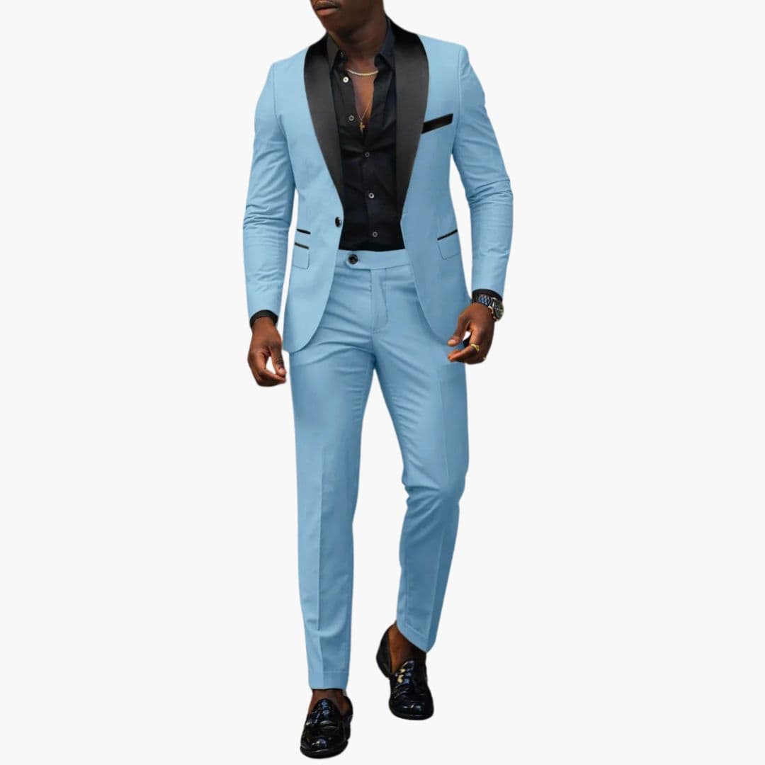 Costume homme deux pièces avec veste à col châle
