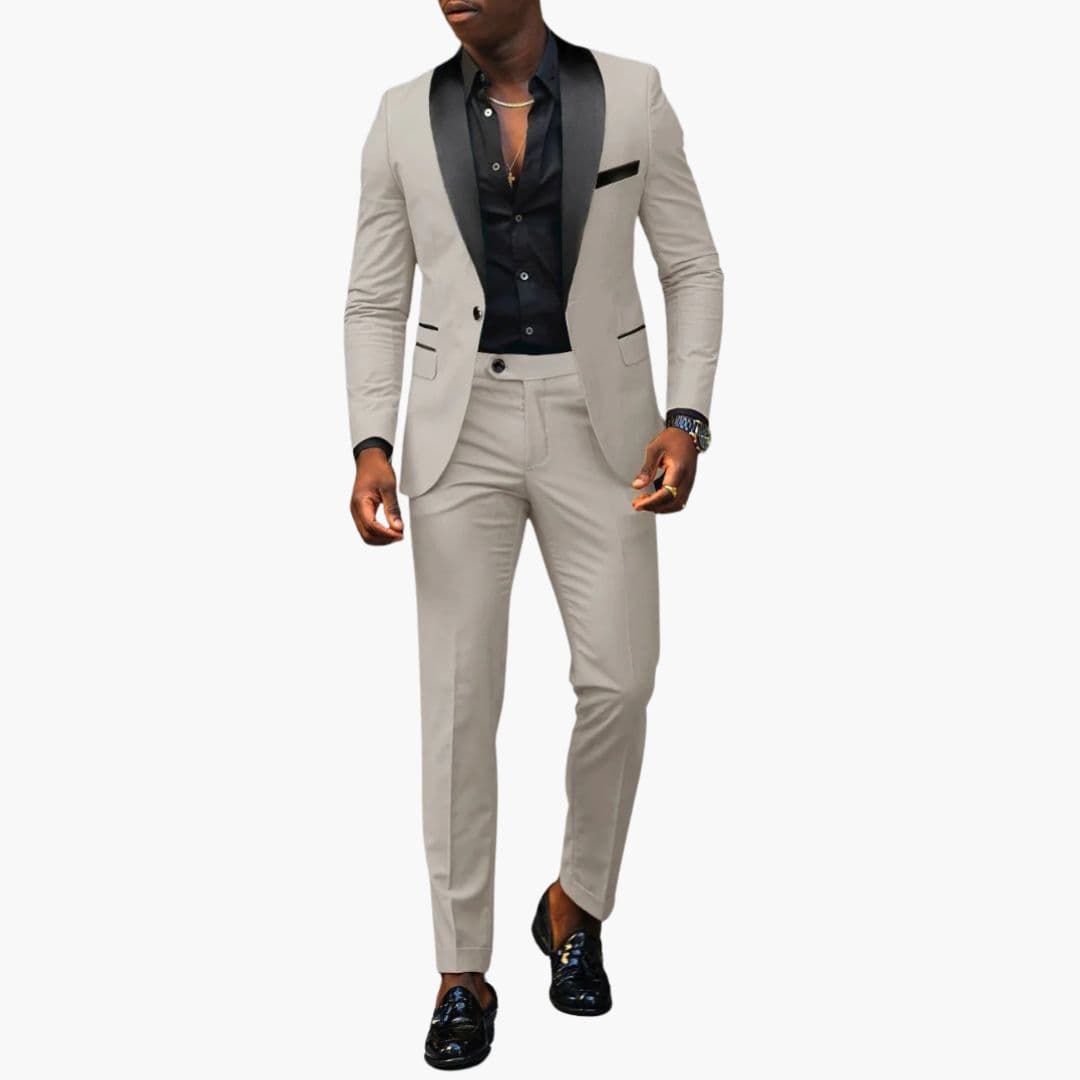 Costume homme deux pièces avec veste à col châle