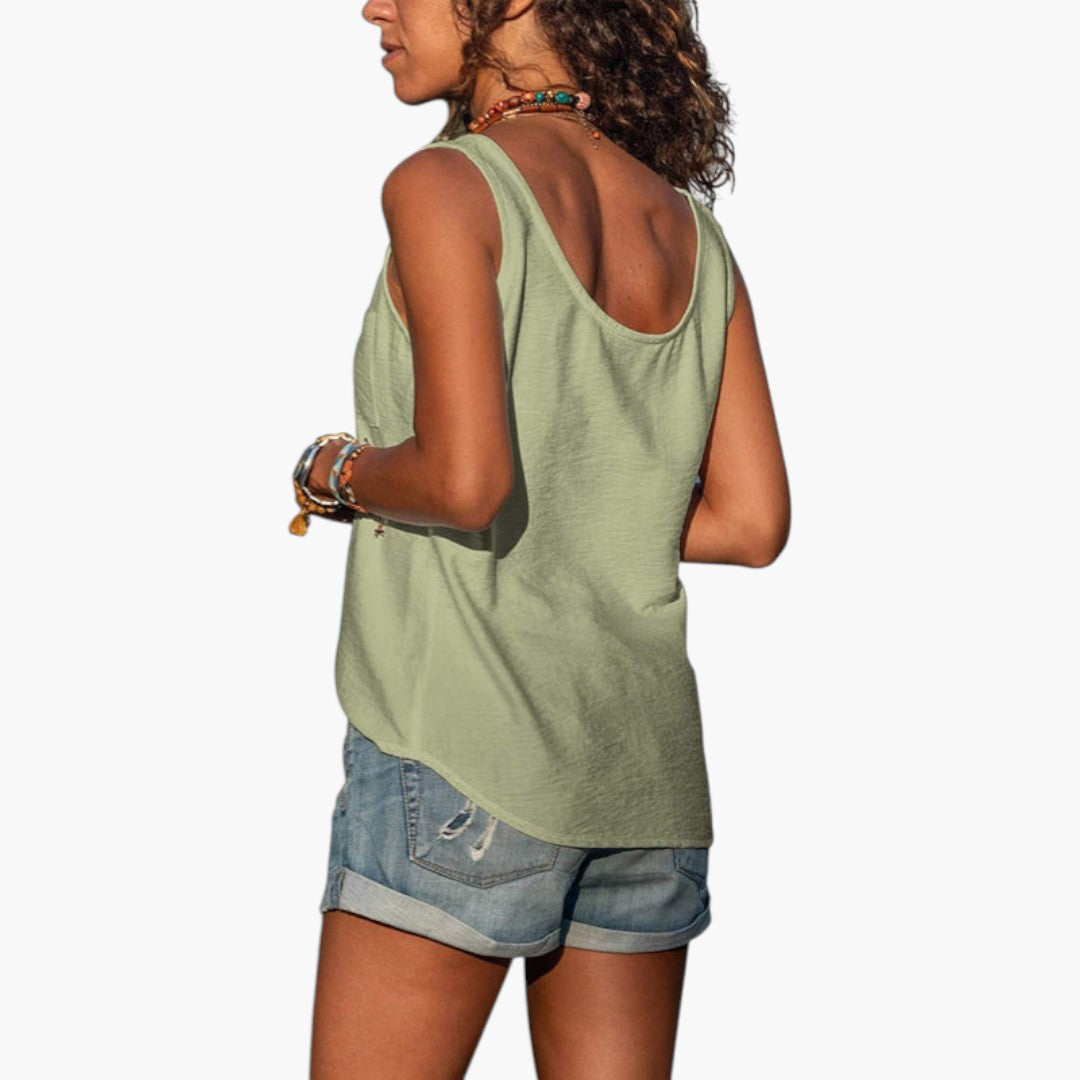 Débardeur femme à col arrondi avec boutons décoratifs