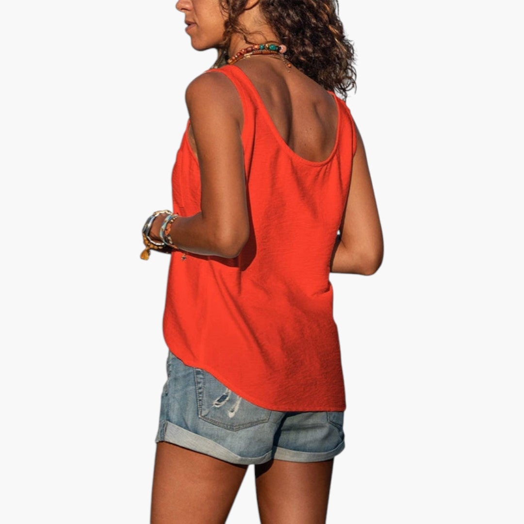 Débardeur femme à col arrondi avec boutons décoratifs