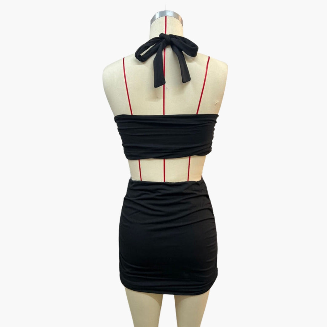 Completo Donna Due Pezzi con Top Schiena Scoperta e Minigonna