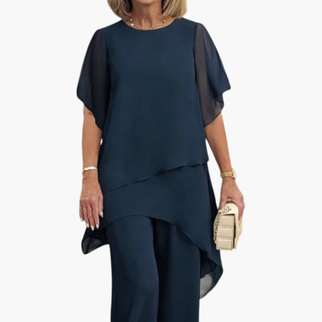 Ensemble Femme avec Haut Asymétrique et Pantalon Large
