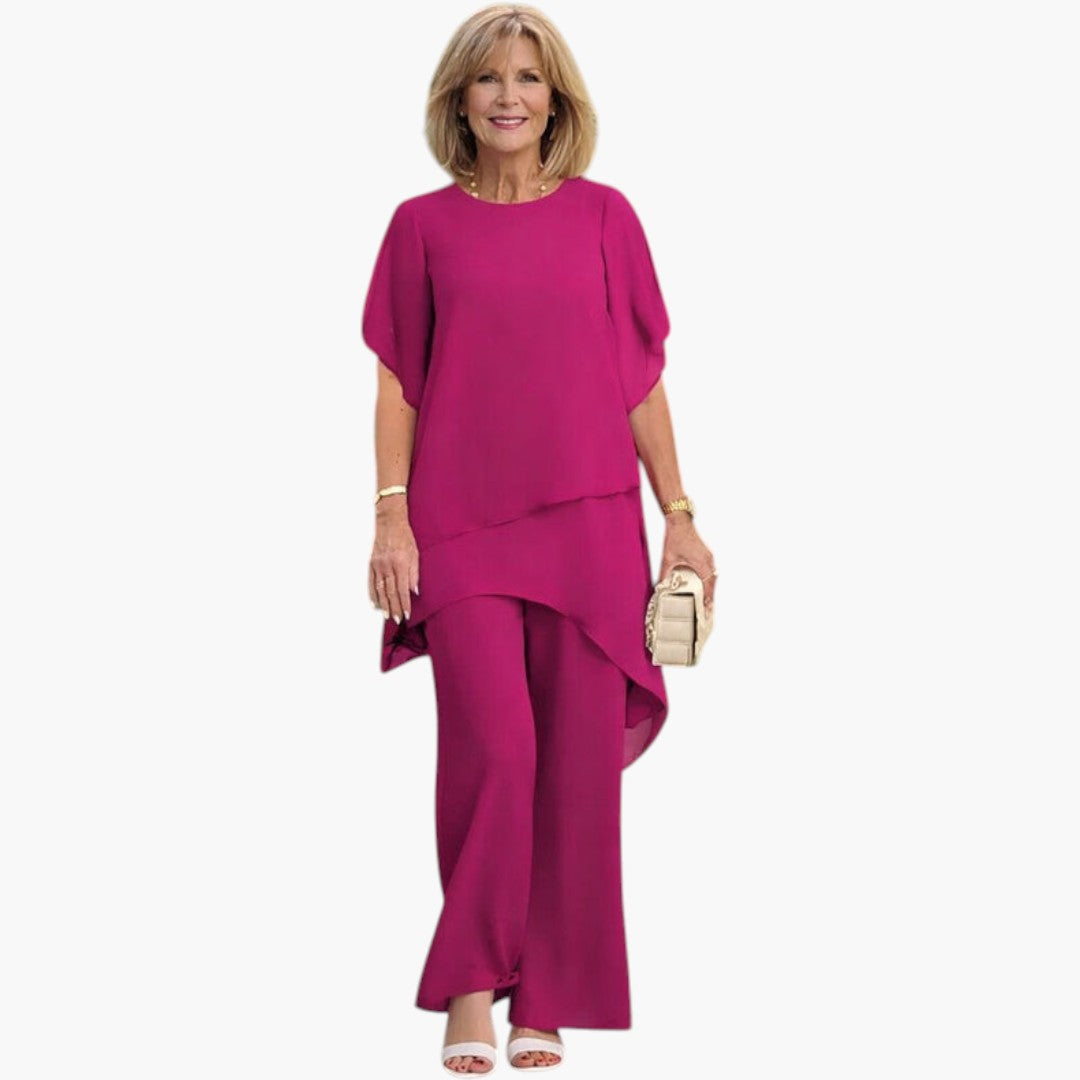 Ensemble Femme avec Haut Asymétrique et Pantalon Large