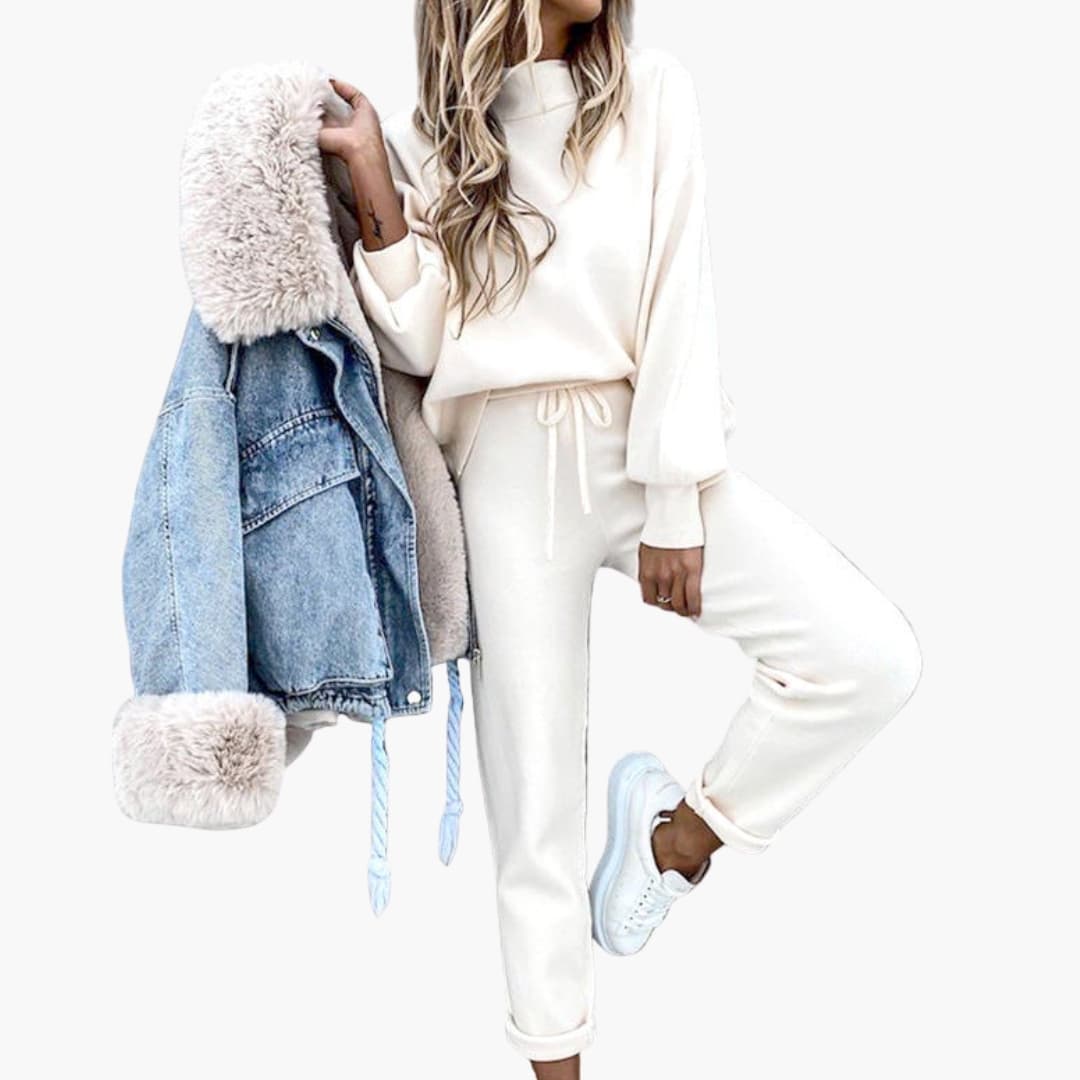 Loungewear sæt til kvinder med oversized trøje og joggingbukser med høj talje