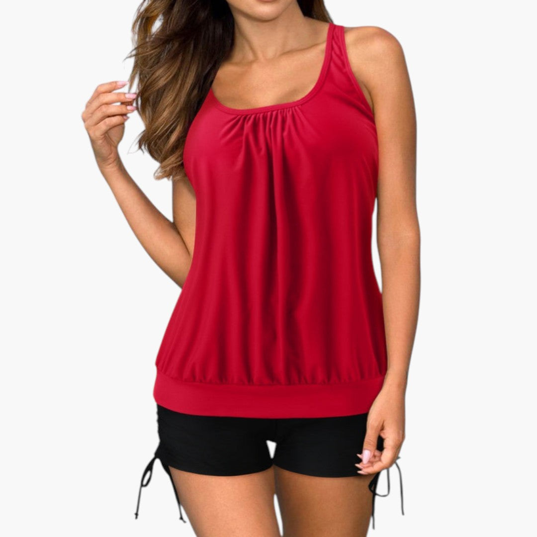 Conjunto de tankini para mulheres com estampado tropical