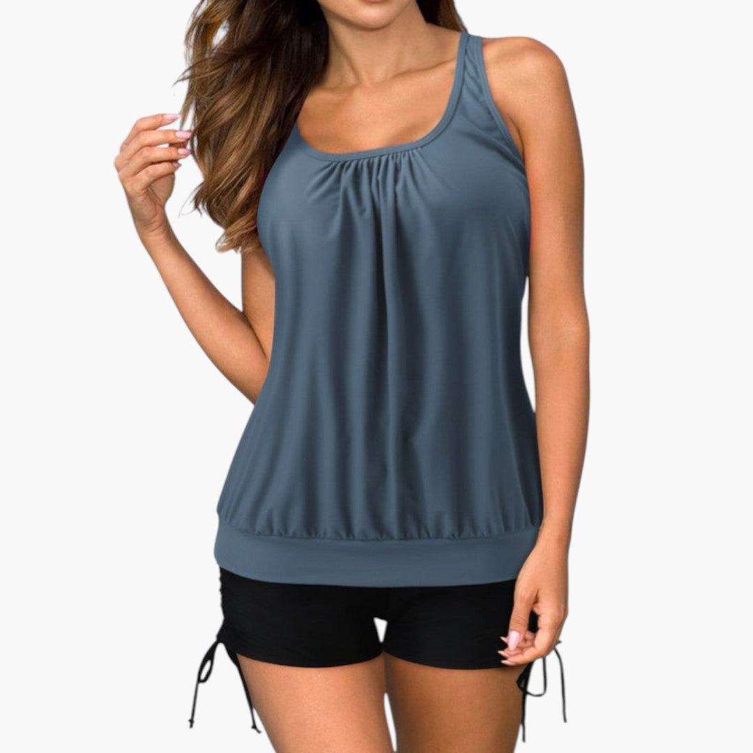 Conjunto de tankini para mulheres com estampado tropical