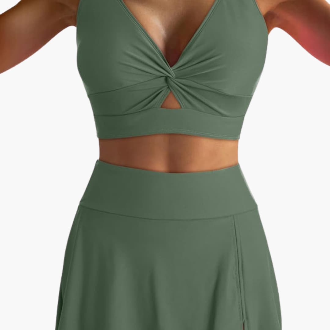 Completo bikini donna con top incrociato e gonna