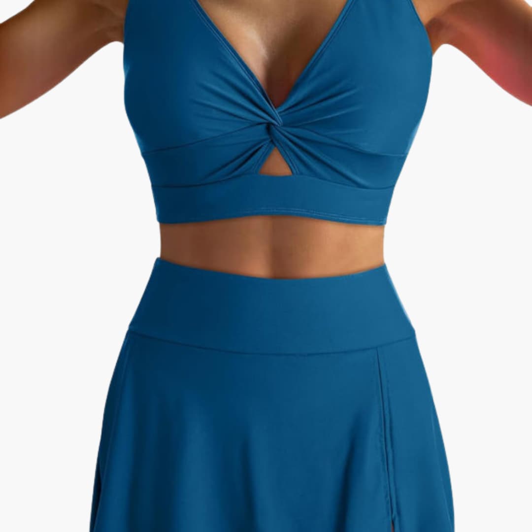 Completo bikini donna con top incrociato e gonna