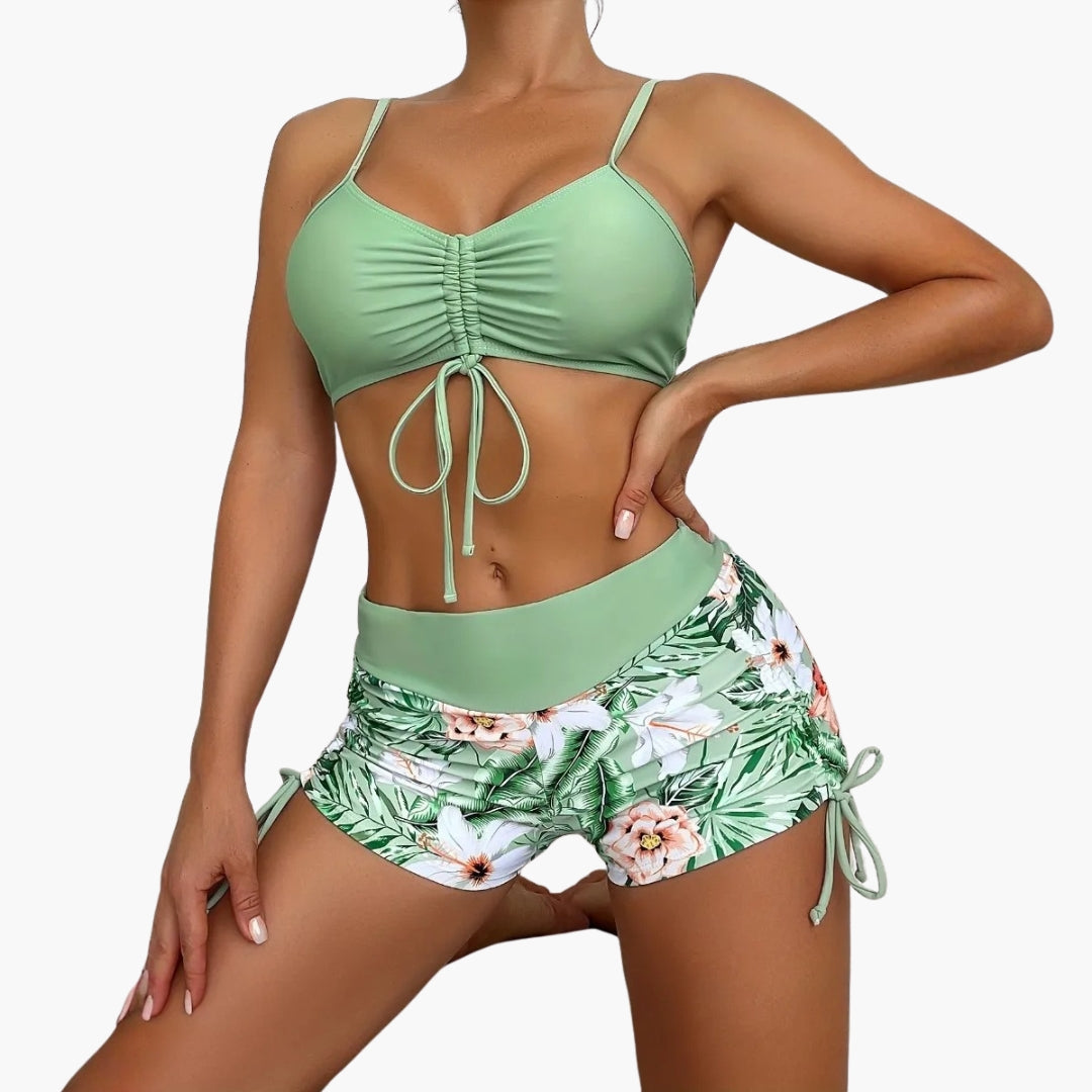 Completo bikini donna con corpetto arricciato