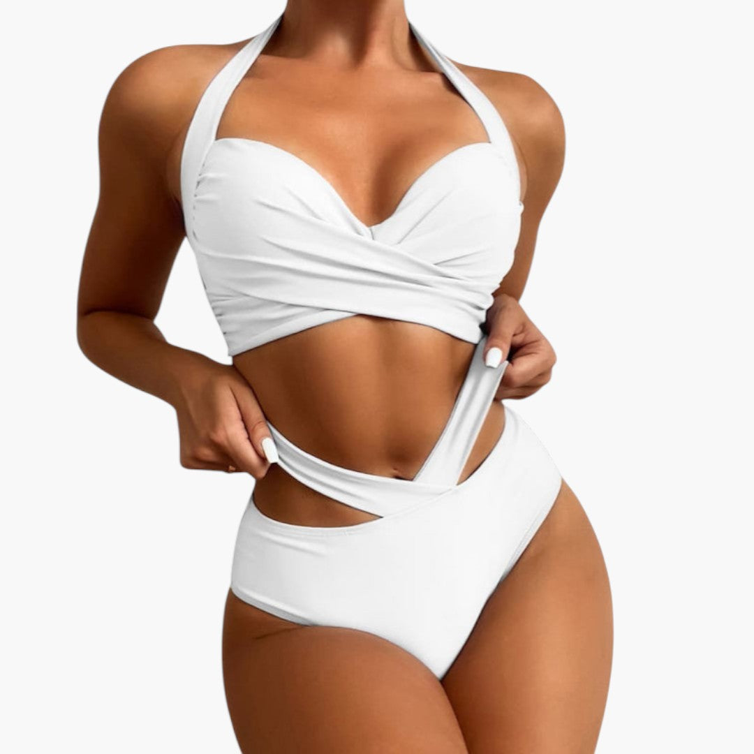 Conjunto de biquíni feminino com parte superior modeladora