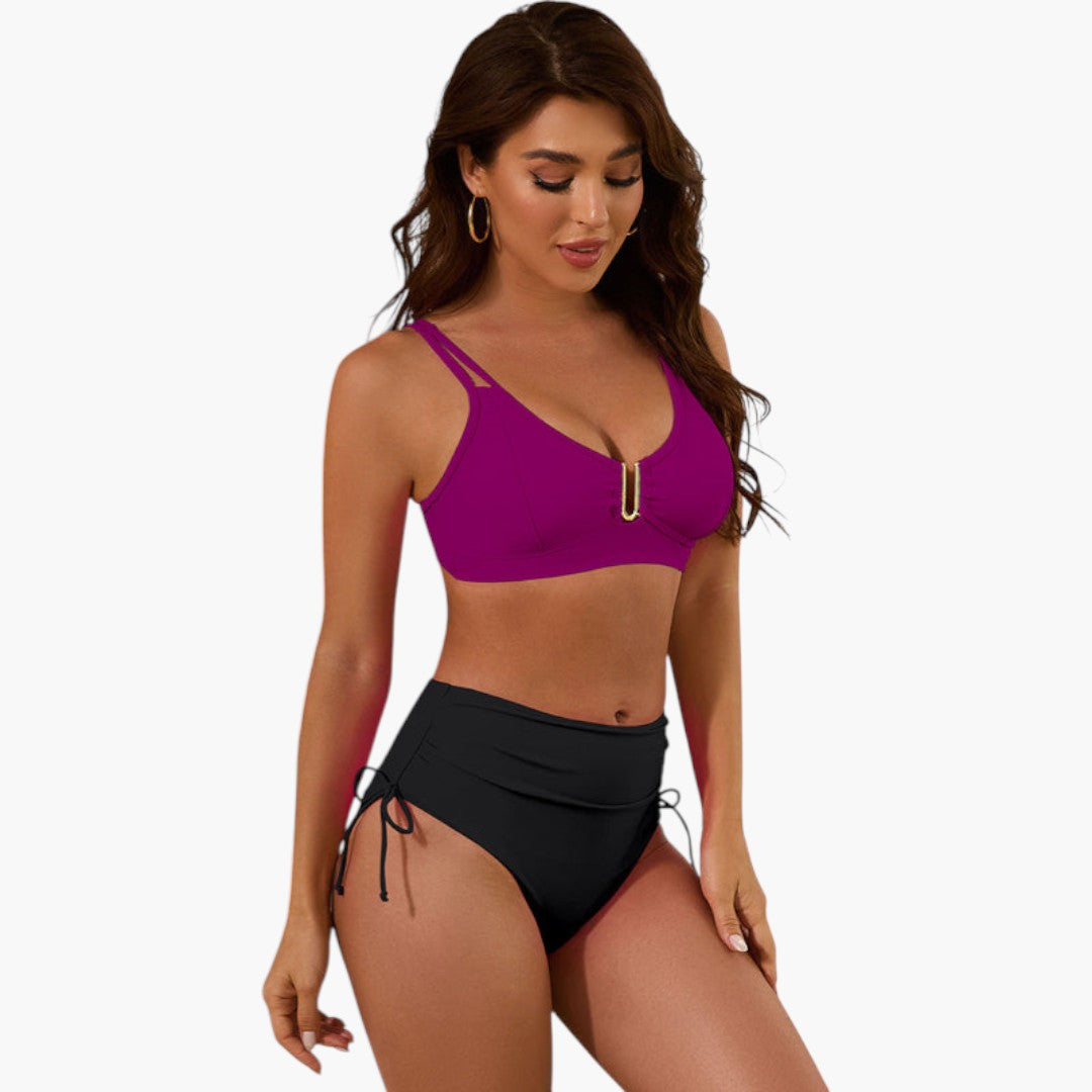 Completo bikini donna con top a spalline spaccato