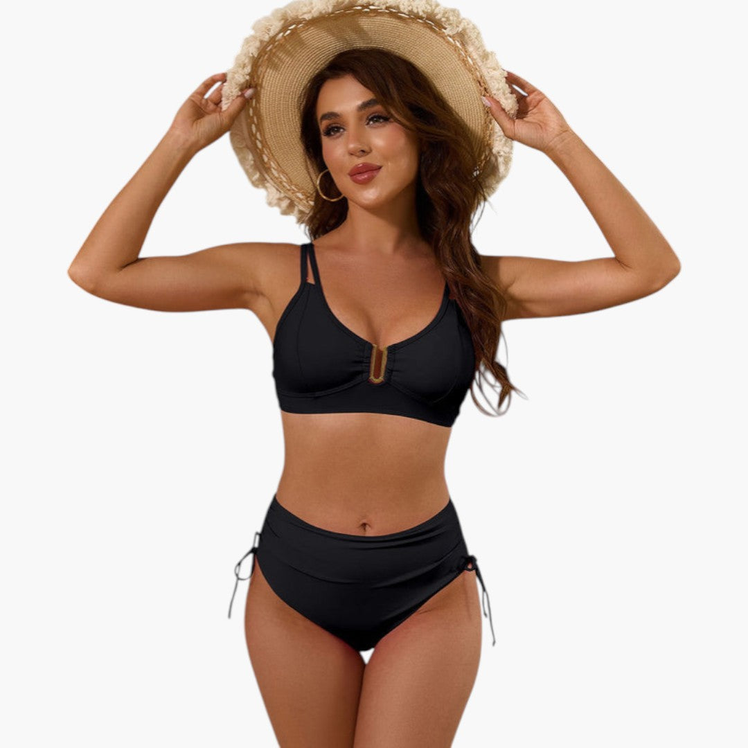 Completo bikini donna con top a spalline spaccato
