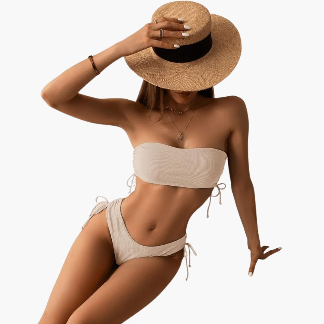 Conjunto de biquíni para mulheres com top faixa
