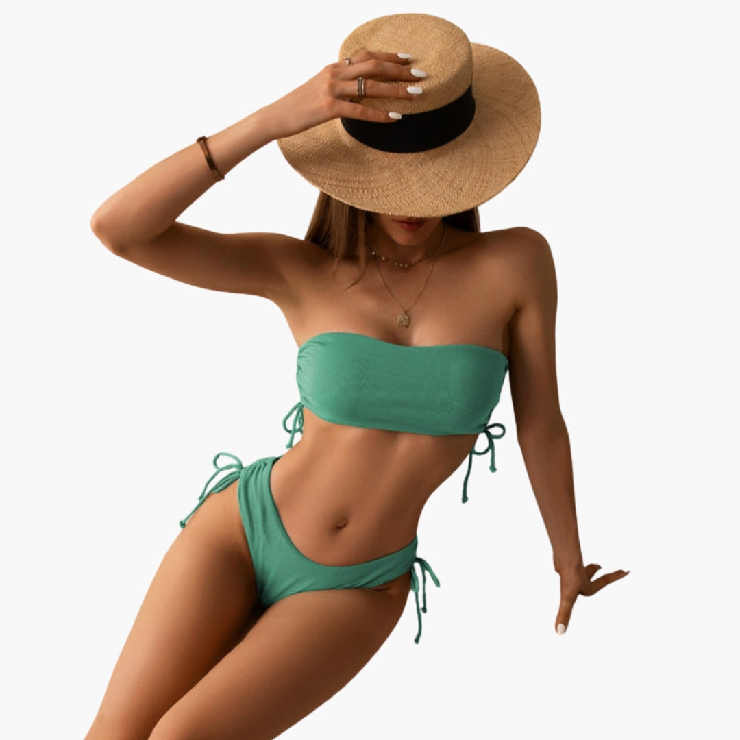 Conjunto de biquíni para mulheres com top faixa