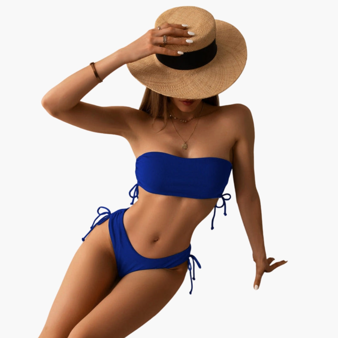 Conjunto de biquíni para mulheres com top faixa