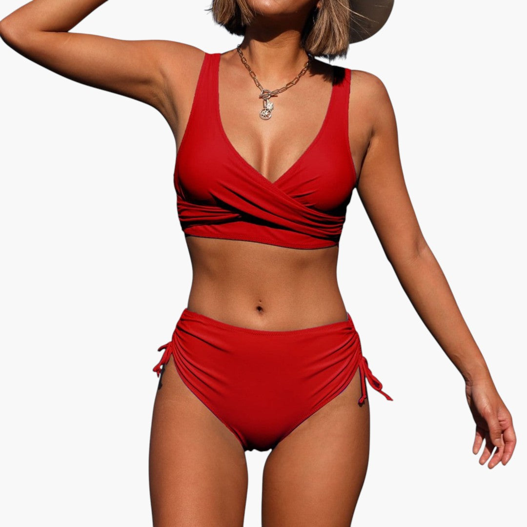 Conjunto de biquíni para mulher com parte de baixo de cintura alta