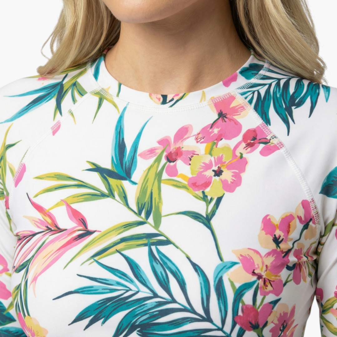 Conjunto de biquíni com camisola de proteção solar de mangas compridas para mulheres