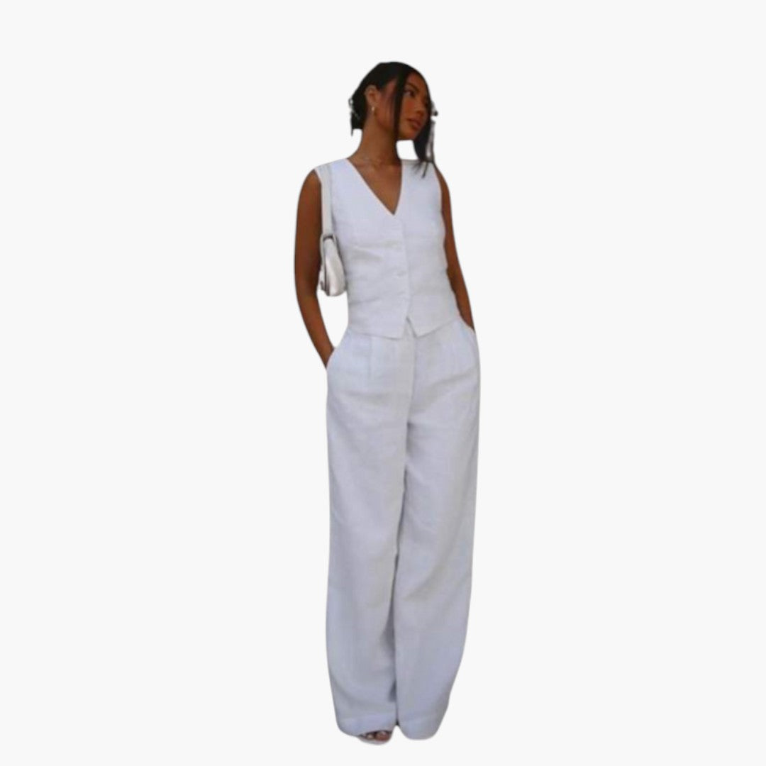 Completo estivo due pezzi donna con scollo a V