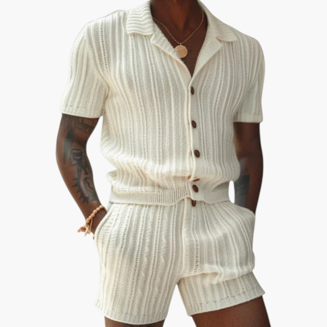 Ensemble d'été en maille hommes a polo manches courtes