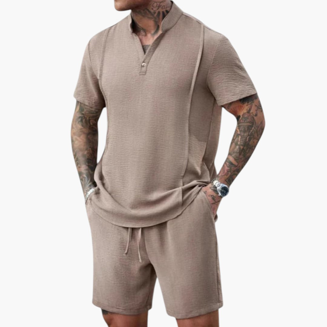 Ensemble d'été hommes a chemise Henley manches courtes