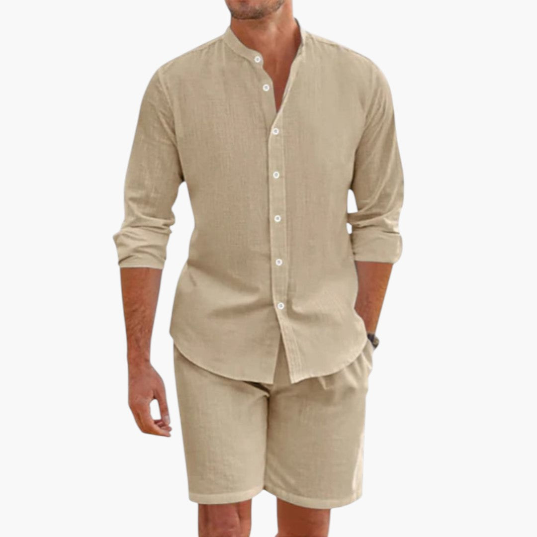 Ensemble d'été hommes en deux pièces a chemise à boutons