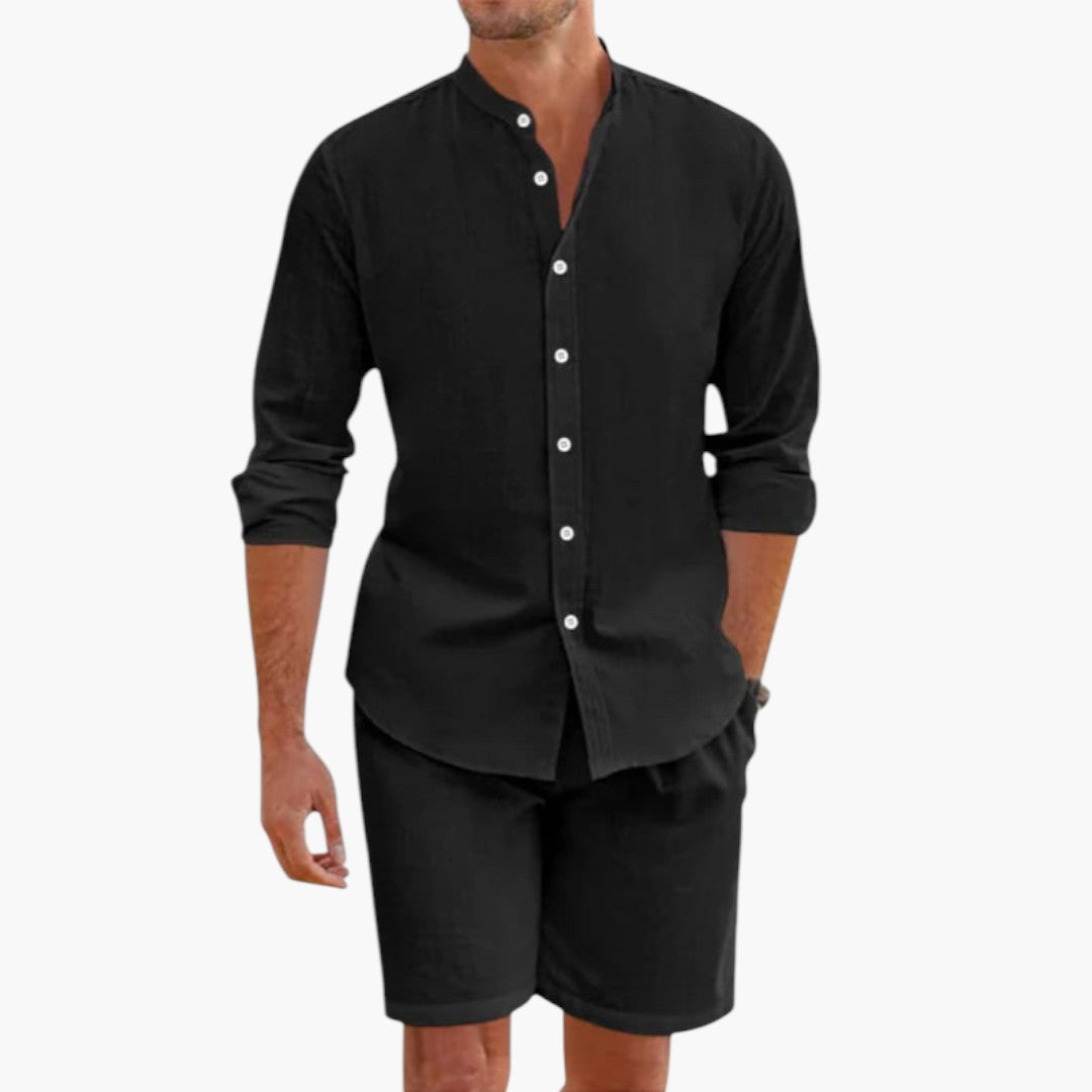 Ensemble d'été hommes en deux pièces a chemise à boutons