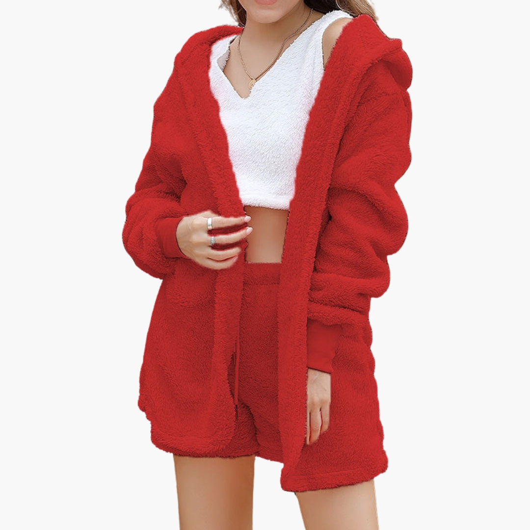 Women's leisure set with hoodie and shorts