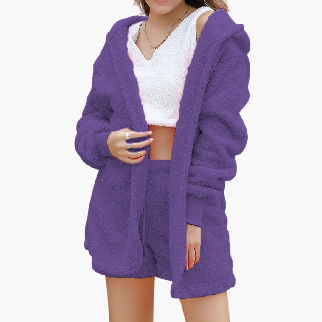 Women's leisure set with hoodie and shorts