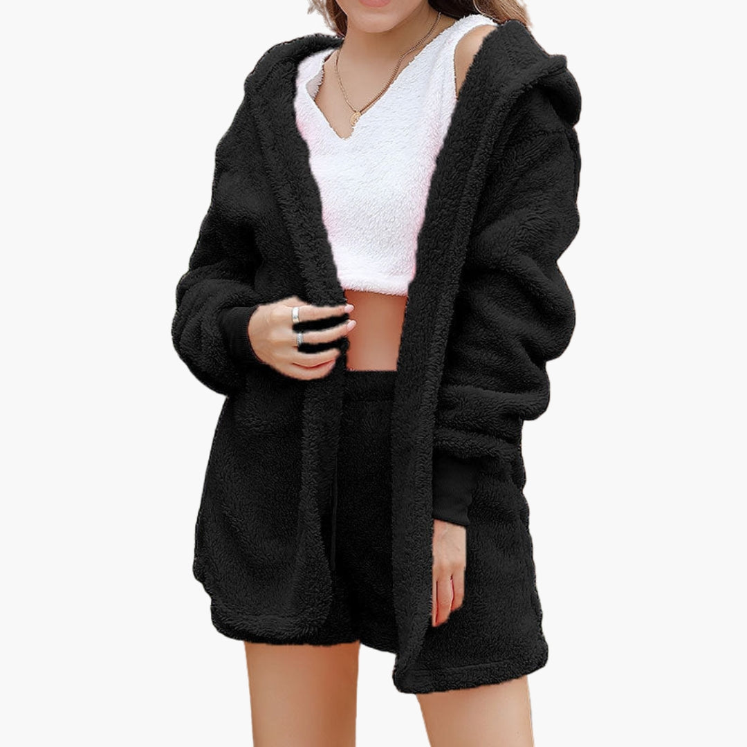 Women's leisure set with hoodie and shorts
