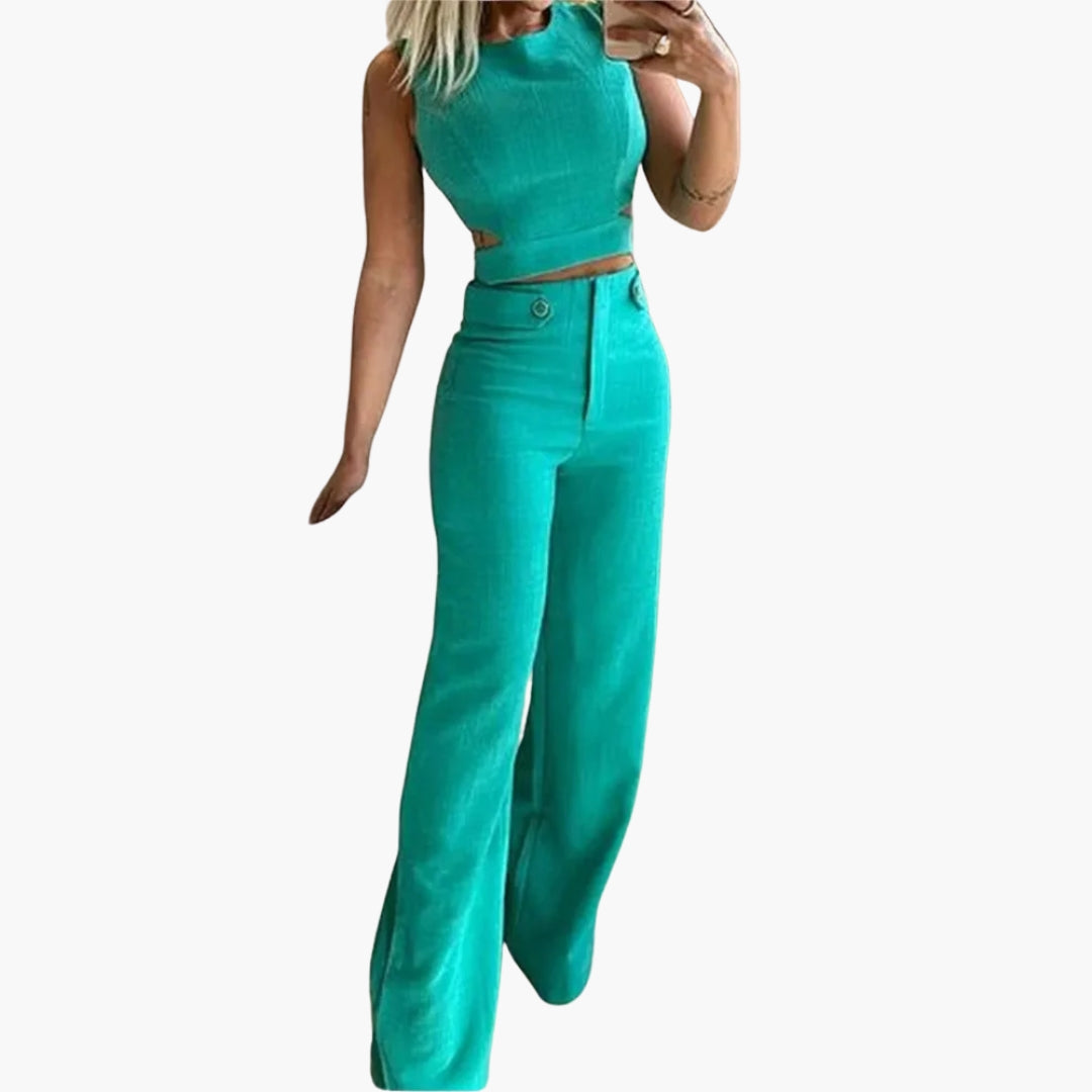 Completo due pezzi donna con pantaloni larghi