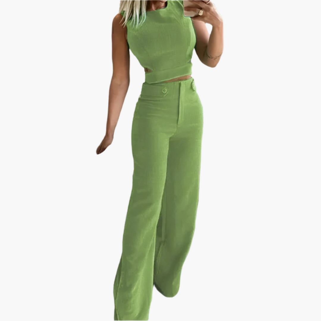 Completo due pezzi donna con pantaloni larghi