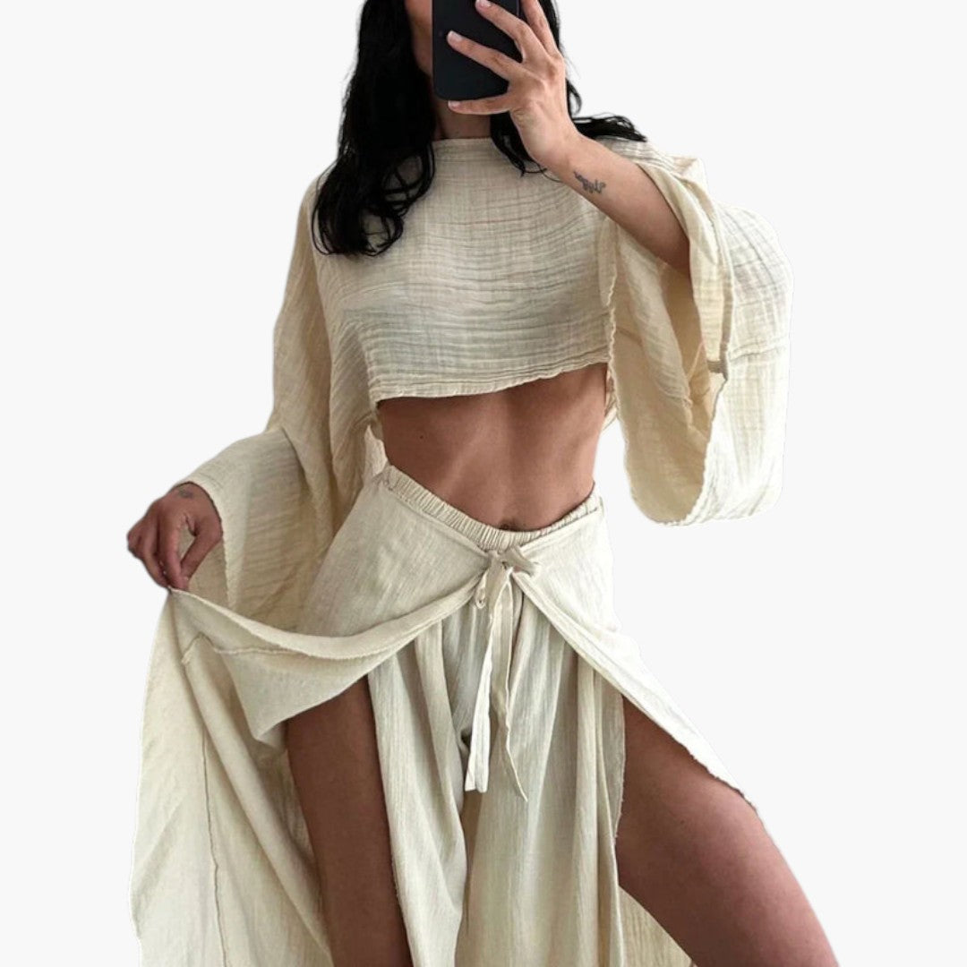 Completo donna due pezzi con pantalone a portafoglio