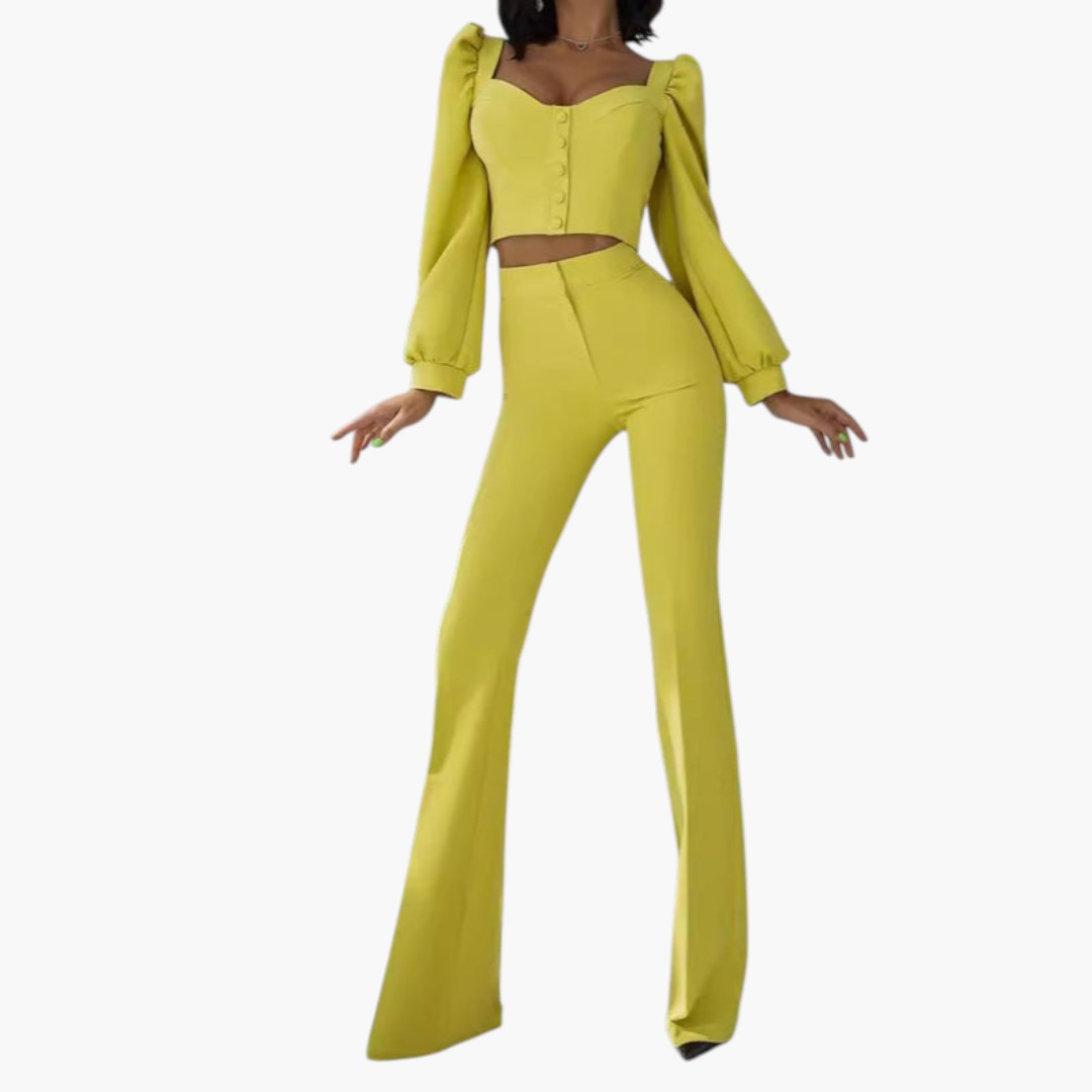 Completo due pezzi donna con top a bottoni