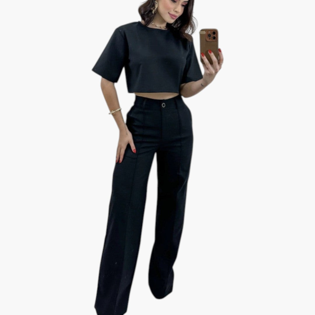 Completo due pezzi donna con top corto