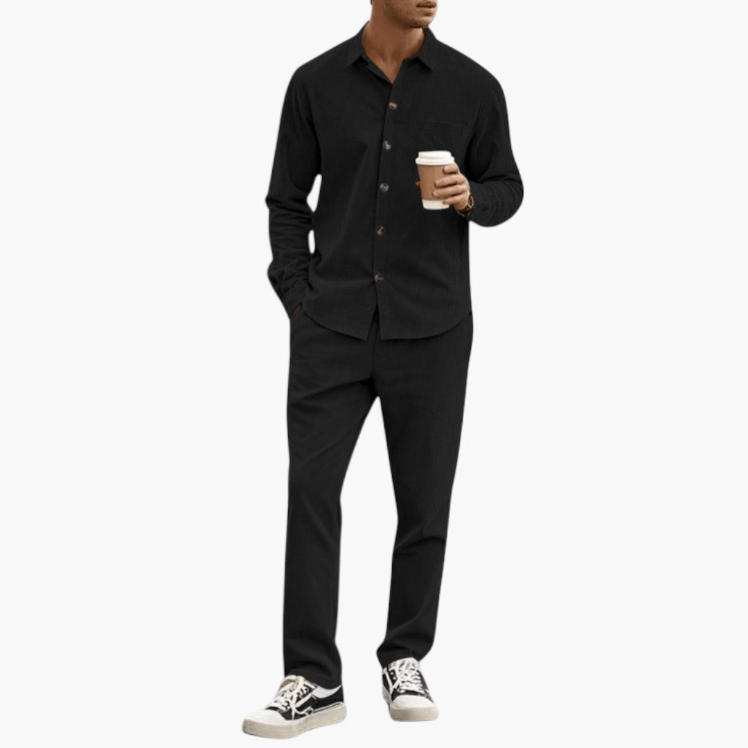 Ensemble deux pièces hommes a chemise rayée et pantalon