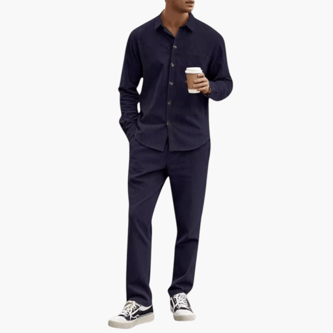 Ensemble deux pièces hommes a chemise rayée et pantalon