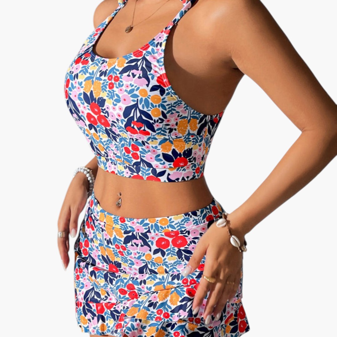 Completo due pezzi da donna con top corto e gonna