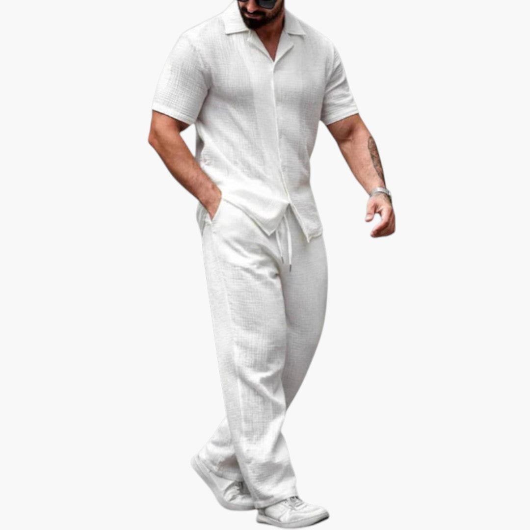 Ensemble deux pièces pour hommes a chemise manches