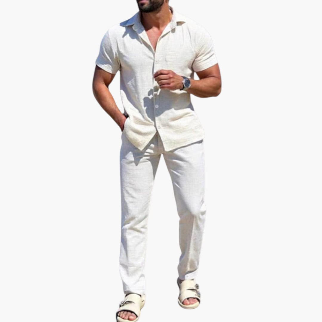Ensemble deux pièces pour hommes a chemise manches
