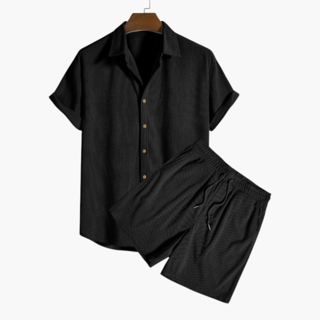 Herren-Set aus Kord-Samt mit Shorts und Kordelzug