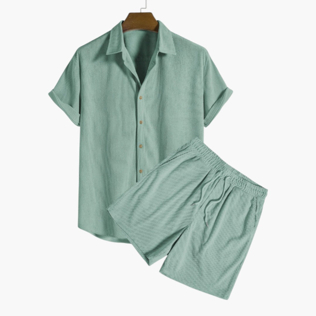 Herren-Set aus Kord-Samt mit Shorts und Kordelzug