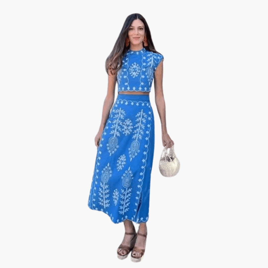 Completo donna 2 pezzi con canottiera corta e gonna