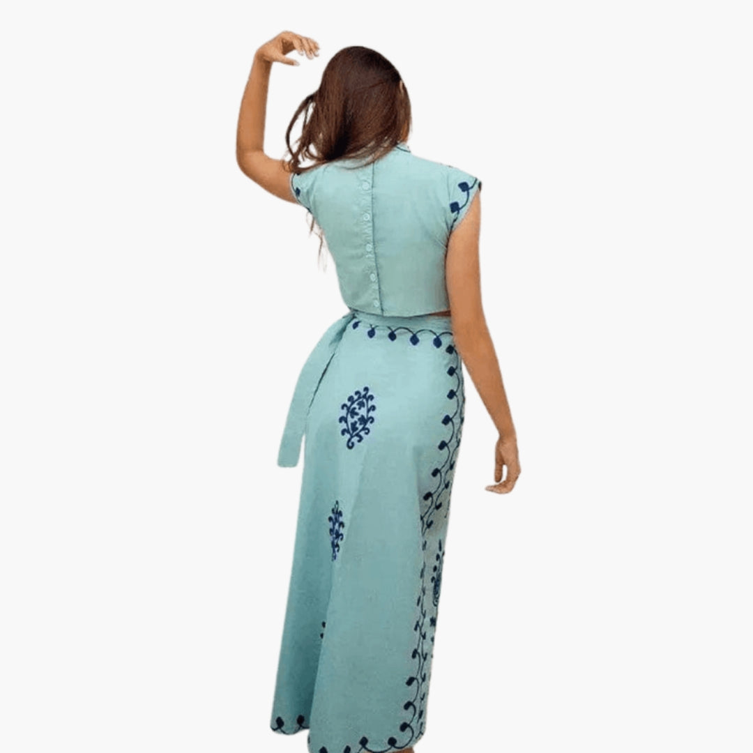 Completo donna 2 pezzi con canottiera corta e gonna