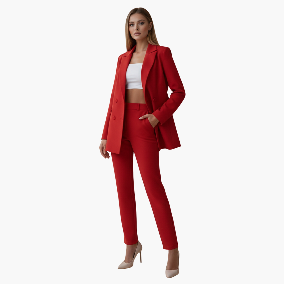 Ensemble femme avec veste et pantalon taille haute