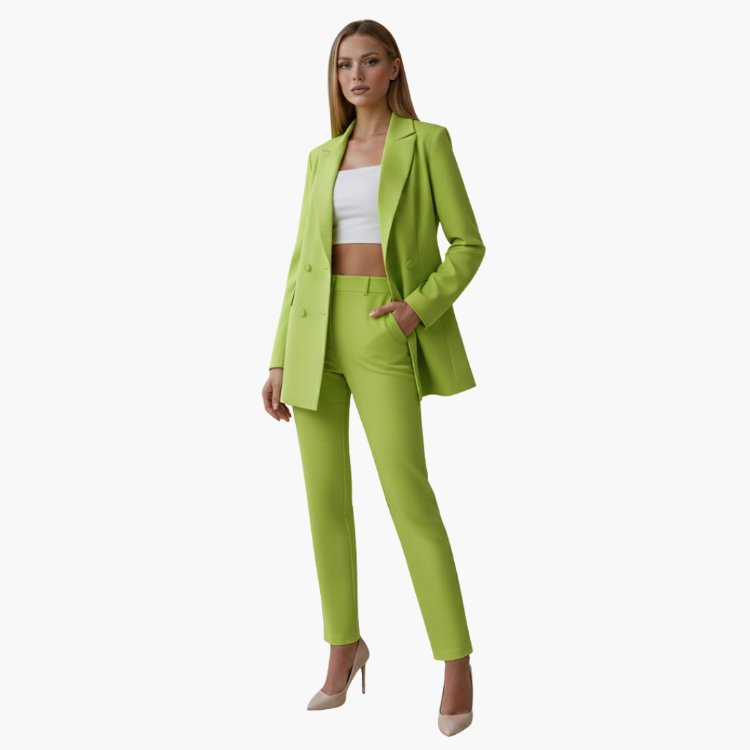 Ensemble femme avec veste et pantalon taille haute