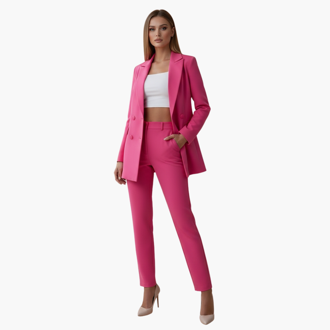 Ensemble femme avec veste et pantalon taille haute