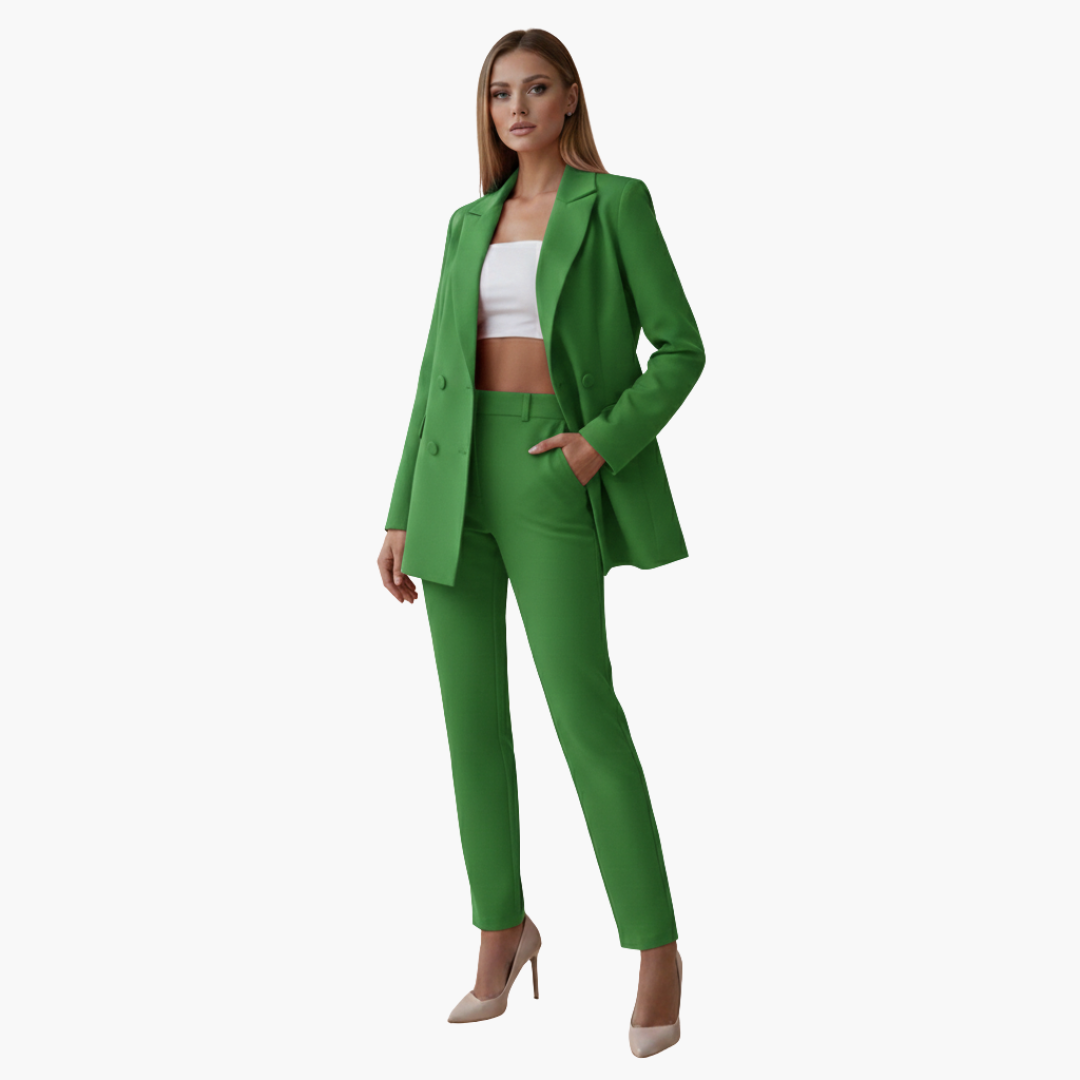 Ensemble femme avec veste et pantalon taille haute