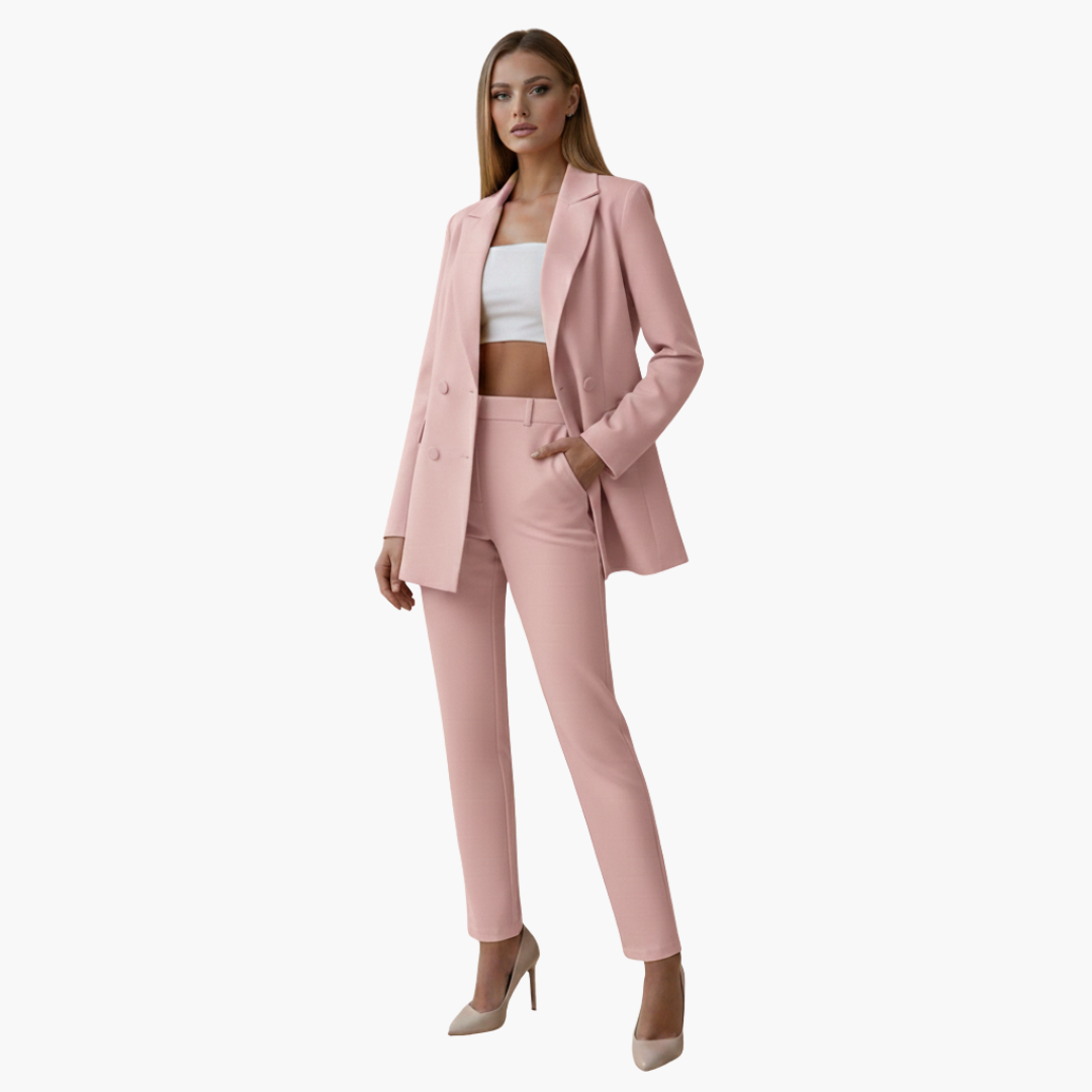 Ensemble femme avec veste et pantalon taille haute