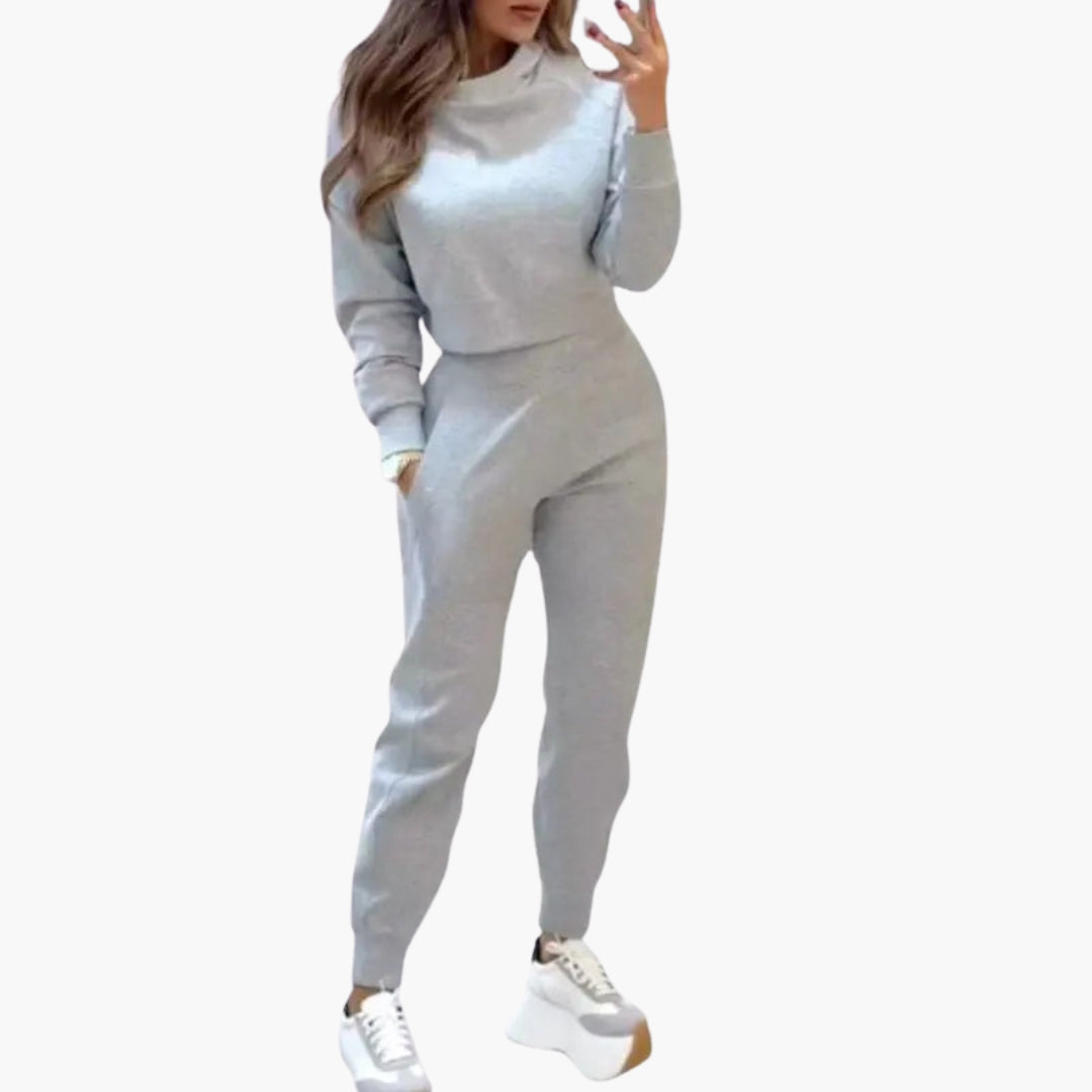 Damen Zweiteiler mit Rundhalsausschnitt Pullover
